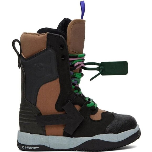 Off-White High Top Snow Sneaker Boots EU 40 US 10 Women's Black Brown Virgil - Picture 1 of 15